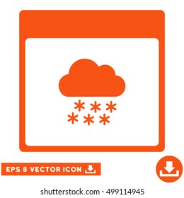 Snow Cloud Calendar Page icon. Vector EPS illustration style is flat iconic symbol, orange color.