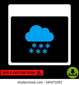 Snow Cloud Calendar Page icon. Vector EPS illustration style is flat iconic bicolor symbol, blue and white colors.