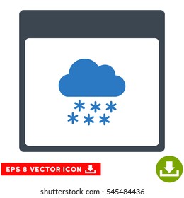 Snow Cloud Calendar Page icon. Vector EPS illustration style is flat iconic bicolor symbol, smooth blue colors.