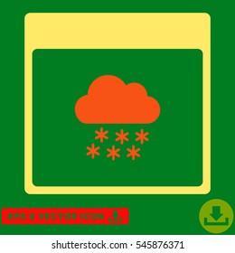 Snow Cloud Calendar Page icon. Vector EPS illustration style is flat iconic bicolor symbol, orange and yellow colors.