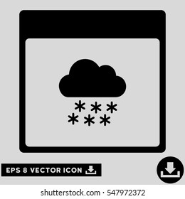 Snow Cloud Calendar Page icon. Vector EPS illustration style is flat iconic symbol, black color.