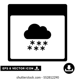 Snow Cloud Calendar Page icon. Vector EPS illustration style is flat iconic symbol, black color.