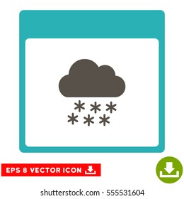 Snow Cloud Calendar Page icon. Vector EPS illustration style is flat iconic bicolor symbol, grey and cyan colors.