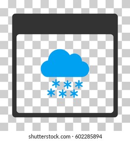 Snow Cloud Calendar Page icon. Vector illustration style is flat iconic bicolor symbol, blue and gray colors, transparent background. Designed for web and software interfaces.