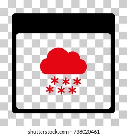 Snow Cloud Calendar Page icon. Vector illustration style is flat iconic bicolor symbol, intensive red and black colors, transparent background. Designed for web and software interfaces.