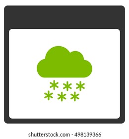 Snow Cloud Calendar Page vector icon. Style is flat graphic bicolor symbol, eco green and gray colors, white background.