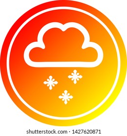 icono circular de nube de nieve con acabado degradado cálido