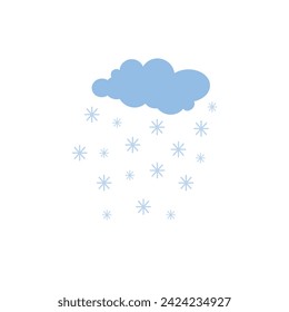 Snow and cloud cute hand drawn doodle minimalist vector illustration, simple symbol to describe weather, environment, air movement line art object, weather forecast icon