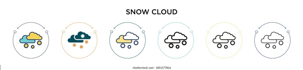 Snow cloud icon in filled, thin line, outline and stroke style. Vector illustration of two colored and black snow cloud vector icons designs can be used for mobile, ui, web