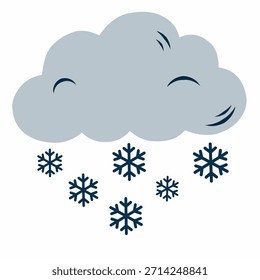 Icono de nube de nieve en estilo de dibujos animados planos para imágenes de Clima de invierno. Ideal para pronósticos, App de Clima, infografías y diseños estacionales.