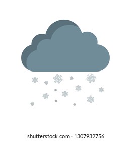 Snow cloud icon in flat style, isolated on white background. Snowflakes symbol for your web site design, logo, app
