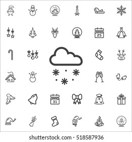 Snow with cloud icon on the white background. New Year set of icons. Christmas holidays