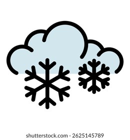 Snow cloud icon. Outline snow cloud vector icon color flat isolated