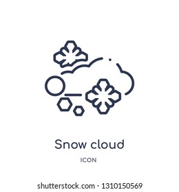 snow cloud icon from weather outline collection. Thin line snow cloud icon isolated on white background.