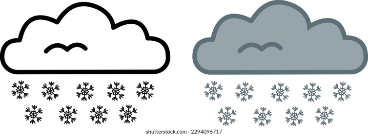 Snow cloud icons. Vector Weather Icons. Cloudy Snowy Weather