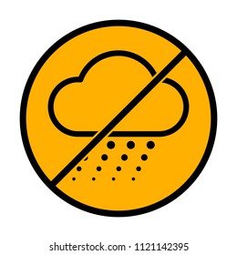 Snow and cloud. Linear, thin outline. not allowed, black object in warning sign with orange background color