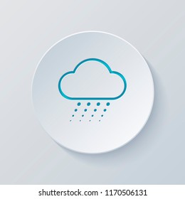 Snow and cloud. Linear, thin outline. Cut circle with gray and blue layers. Paper style