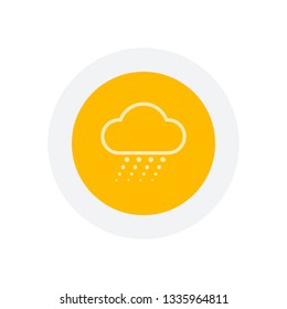 Snow and cloud. Linear, thin outline. Icon in colored circle with gray bold border. Web button, modern flat design