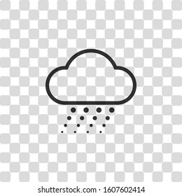 Snow and cloud. Linear, thin outline. Black symbol on transparency grid