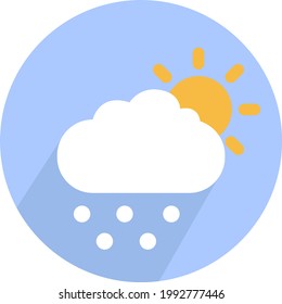 Snow cloud with sun, illustration, on a white background.
