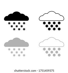 Snow cloud vector icon, black and gray color