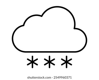 Trazo editable de ancho de línea de Clima de nube de nieve icon_line