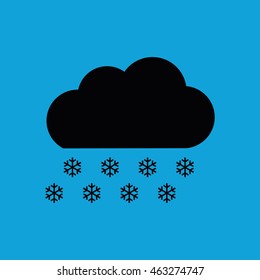 Snow cloud winter icon. Weather forecast. Blue background