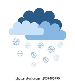 Snow and clouds. Winter, snow clouds, clouds and snowflakes. Icons for website, weather app, meteorology, weather forecasts. Icon denoting clouds and snowflakes. Vector flat illustration, cartoon styl