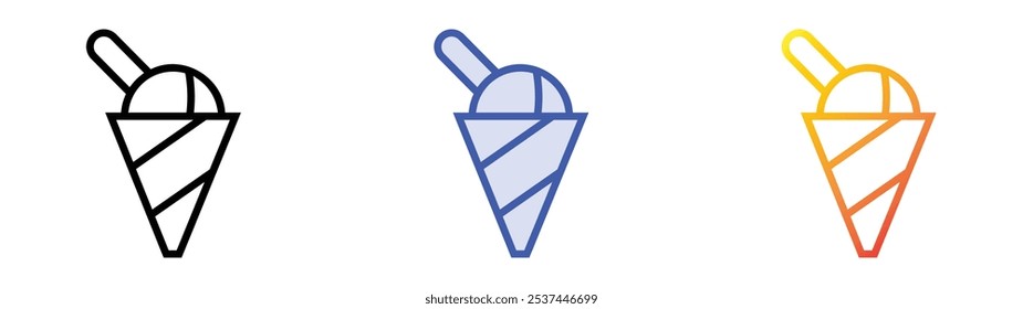 snow cone icon. Linear, Blue Fill and Gradient Style Design Isolated On White Background