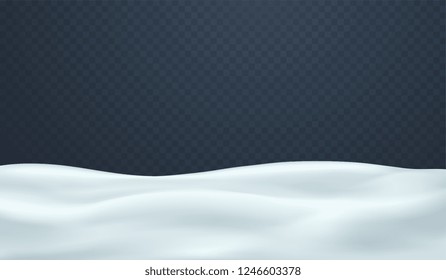 Snow cover on transparent background. Snow background, field.