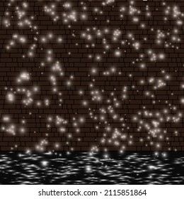 Snow covered brick wall texture. Vector illustration