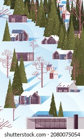 snow covered buildings in winter season residential houses area ski resort concept new year and christmas celebration