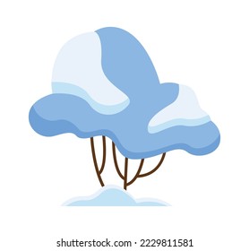 Arbusto cubierto de nieve con ramas icono plano Típico clima invernal