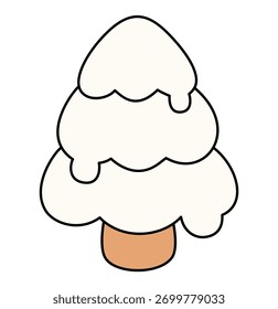Schneebedeckter Weihnachtsbaum einzelne Illustrationselemente