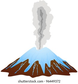 Snow covered dormant volcano mountain top. Vector