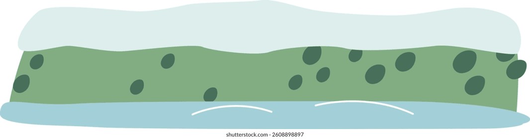 Snow covered garden bush vector illustration