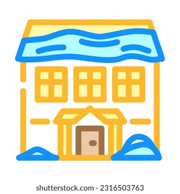 snow covered house winter season color icon vector. snow covered house winter season sign. isolated symbol illustration