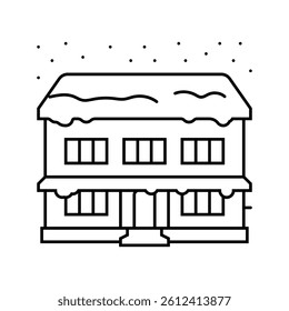 snow covered house winter season line icon vector. snow covered house winter season sign. isolated contour symbol black illustration