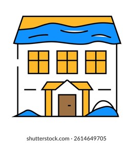 snow covered house winter season line icon vector. snow covered house winter season sign. isolated symbol illustration