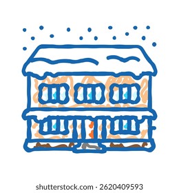 snow covered house winter season doodle icon sketch vector. snow covered house winter season sign. isolated symbol illustration