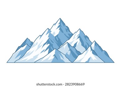 Snow Covered Mountain Range Vector Illustration Cold Winter Alpine Summit Graphic