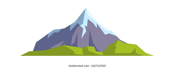 Snow covered mountain with vegetation Natural Landscape. Vector illustration