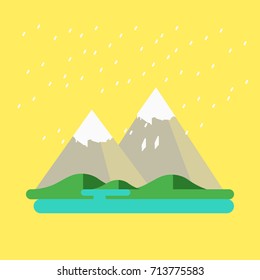 snow covered mountain yellow