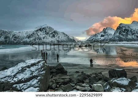 Similar – Image, Stock Photo View from Vareid beach over Vareidsundet-Lofoten-Norway-0433