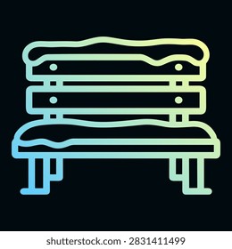 Snow covered park bench vector line icon