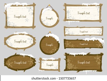 Snow covered signboard frame, winter image
