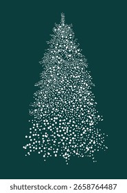 Snow covered tree object. hand drawing. Not AI. Vector illustration.