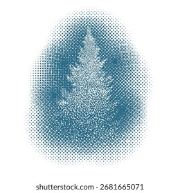 Objeto de árbol cubierto de nieve. dibujo a mano. No la IA. Ilustración vectorial.