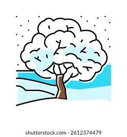 snow covered tree winter season color icon vector. snow covered tree winter season sign. isolated symbol illustration