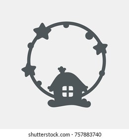 Snow covered winter house frame vector